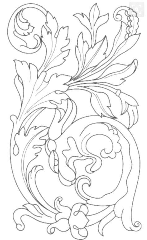 A Drawing Of An Ornamental Design With Flowers And Leaves In The Center