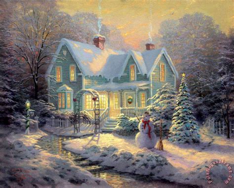 Thomas Kinkade Blessings Of Christmas Art Painting For Sale