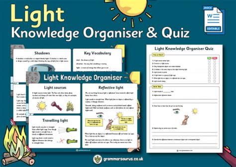 Year 6 Science Light Knowledge Organiser Grammarsaurus