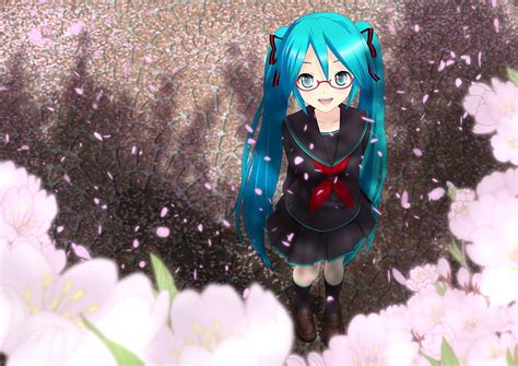 Hd Wallpaper Anime Aqua Blossoms Cherry Eyes Flower Girls