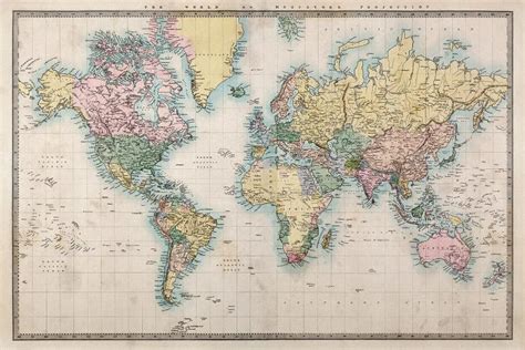 World Map Detailed Map Vintage Style A Art Print Walldecoraddict