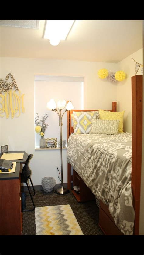 See more ideas about home decor, home, decor. My yellow and grey dorm room | Dorm room inspiration, Dorm room designs, College bedroom decor