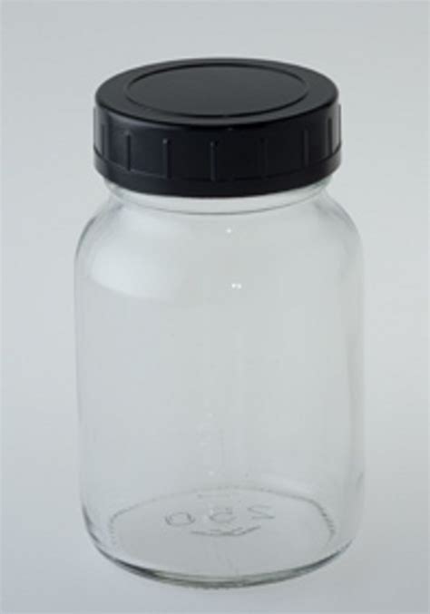 Prime Scientific Sample Bottle 500 Ml Wide Neck Clear Glass With Black Screw Cap Isolab