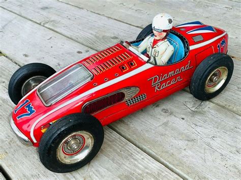 Ultra Rare Red Version S Yonezawa Diamond Racer Tin Toy Car Japan Batt Op Yonezawa