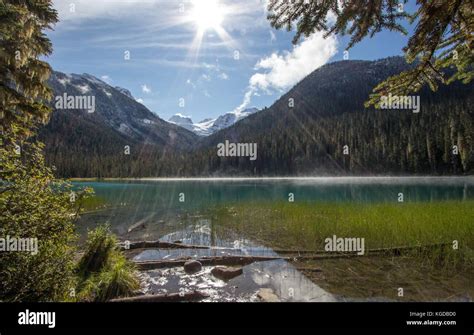 Lower Joffre Lake In British Columbia With Mountain Backdrop And