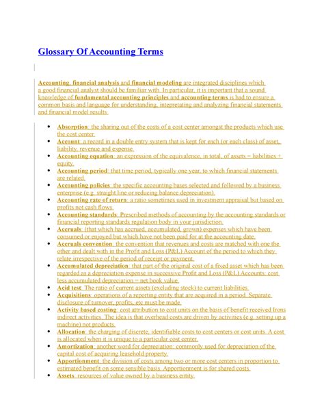 Accounting Terms Glossary Of Accounting Terms Accounting Financial