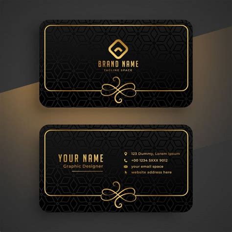 Free Vector Black Dark And Golden Business Card Template Modern