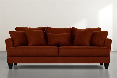 Elijah Ii 100 Orange Velvet Sofa Living Spaces