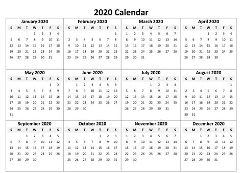 12 Month Calendar Printable