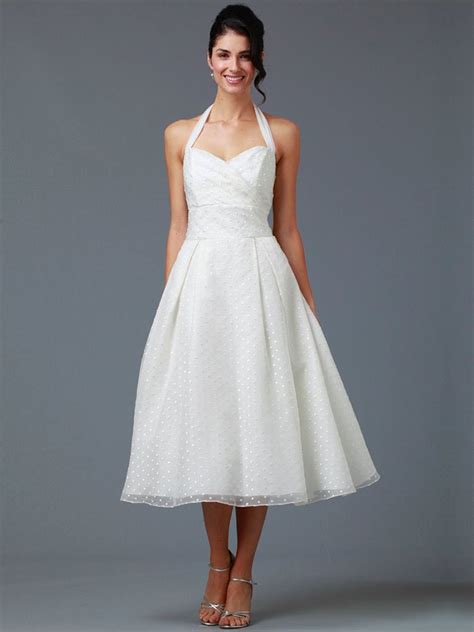 White Tea Length Wedding Dress