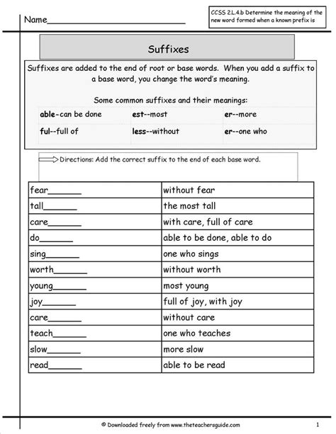 Free Prefixes And Suffixes Worksheets From The Teachers Guide