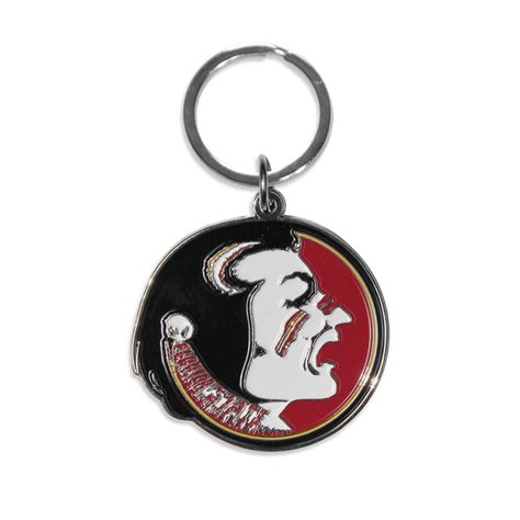 Neil Enterprises Vault Seminole Logo Metal Keychain Garnet And Gold