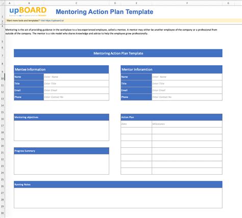 Mentoring Action Plan Template Database