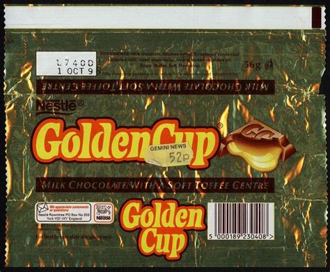 Uk Nestle Golden Cup Chocolate Candy Bar Wrapper 1998 By