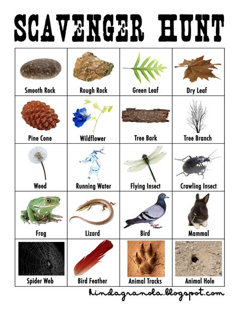 Free Printable Nature Scavenger Hunt With Pictures Scroll Down To