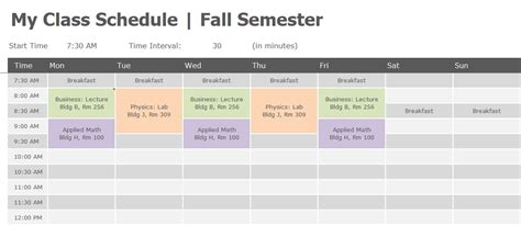 Top 3 College Class Schedule Maker Template Word And Excel Excel Tmp