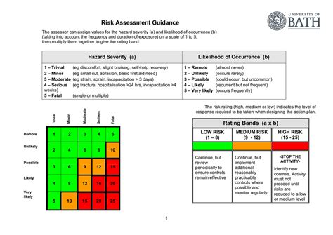 Risk Assessment Guidance Notes