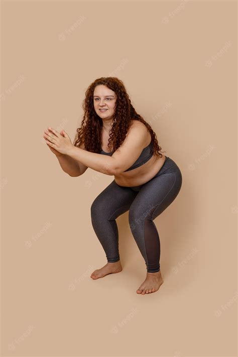 Premium Photo Vertical Image Of Glad Ginger Massive Big Obesity Fat Overweight Woman In Gray