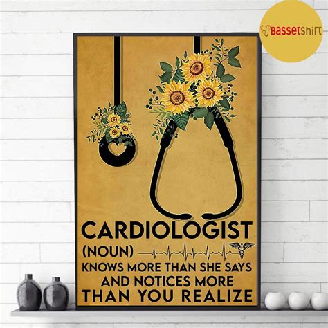 Cardiologist Knows More Than She Says Poster Bassetshirt Sayings