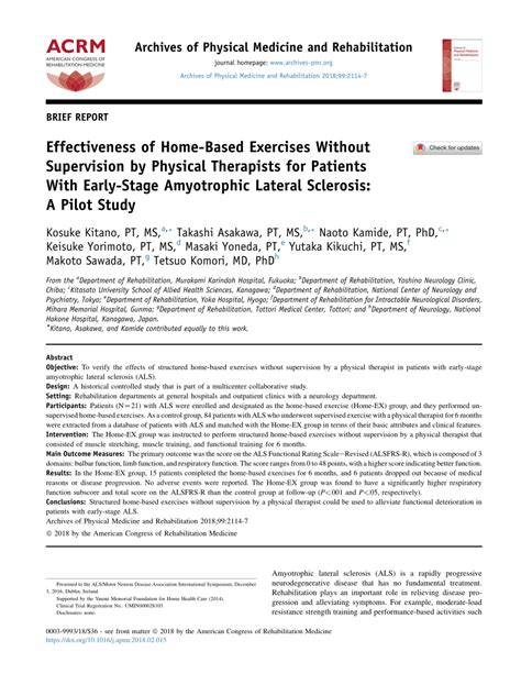 PDF Effectiveness Of Home Based Exercises Without Supervision By