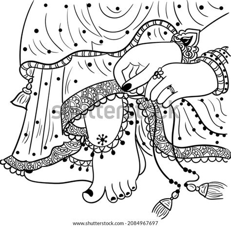 Krishna Wearing Anklets His Beloved Radha Stock Vector Royalty Free 2084967697 Shutterstock