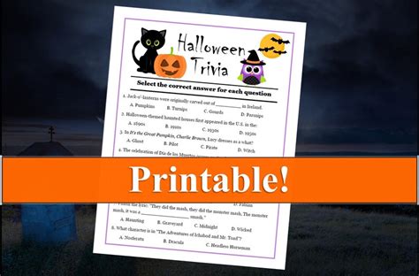 Halloween Trivia Printable Halloween Game Multiple Choice With Answers