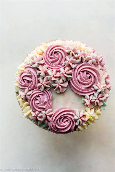 (script might be easier for beginners than printing.) play around with star tips to create rosettes and decorative borders; 6 Inch Birthday Cake with Easy Buttercream Flowers | Sally ...