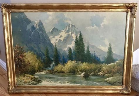 Print In Vintage Frame By Robert Wood Mountain Paintings Original