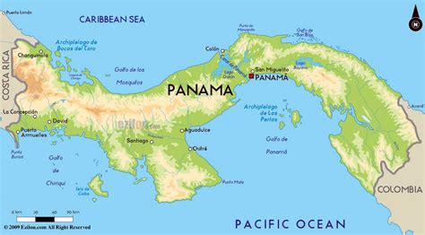 Large Physical Map Of Panama With Major Cities Panama North America