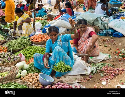 Baskets Of Vegetables On An Indian Street Hi Res Stock Photography And