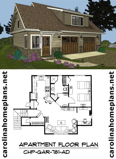 3 bay carriage house plan with shed roof in back. Craftsman style, 2-car garage/apartment plan. Live in the ...