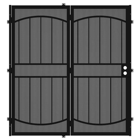 Gatehouse Security Patio Door 64 In X 81 In Black Steel Surface Mount