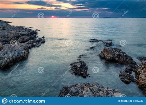 Sunset On The Adriatic Sea At Vir Island In Croatia Stock Photo Image