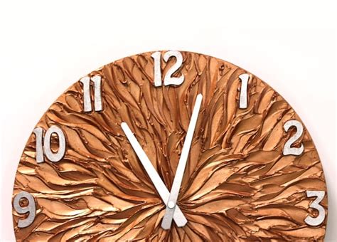 Large Wall Clock Copper Wall Clock Copper And Silver Original Etsy