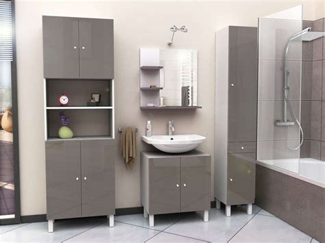 Colonne salle de bain L.60 cm SORAMENA coloris taupe - Vente de Armoire