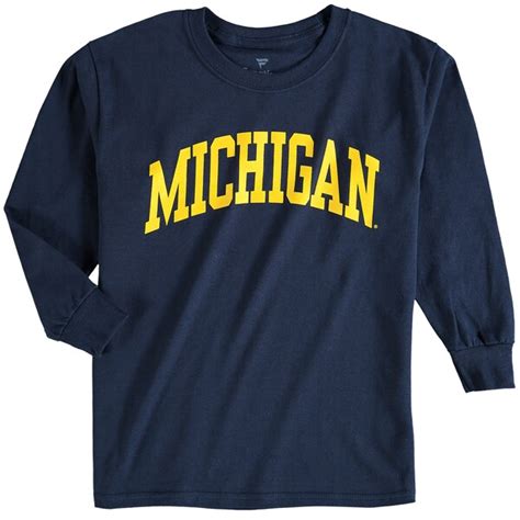 Michigan Wolverines Youth Navy Secondary Logo Basic Arch Long Sleeve T