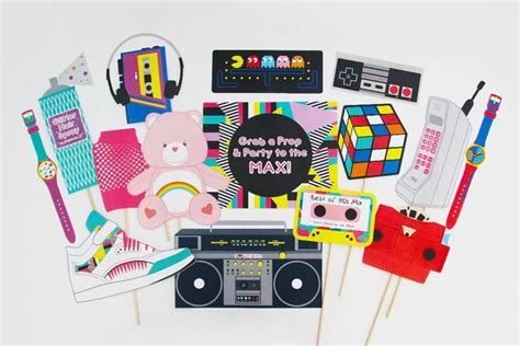 80s Photo Booth Props Printable 80s Props Eighties Party Etsy