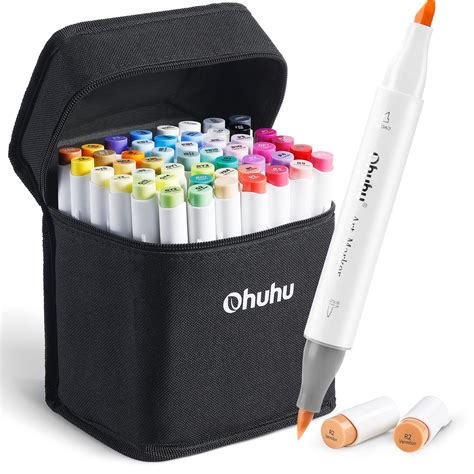Buy Ohuhu Brush Marker Pens 48 Colours Dual Tip Brush And Chisel Sketch