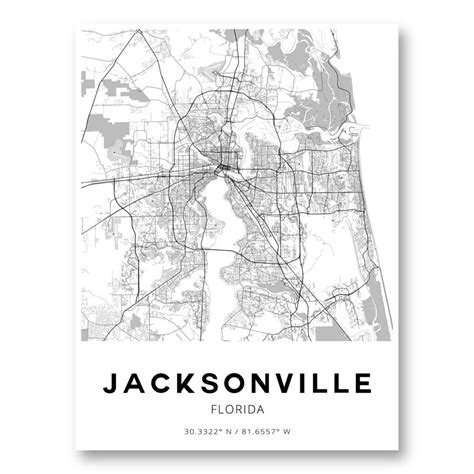 Prints Art And Collectibles Digital Prints Florida Jacksonville Map Art