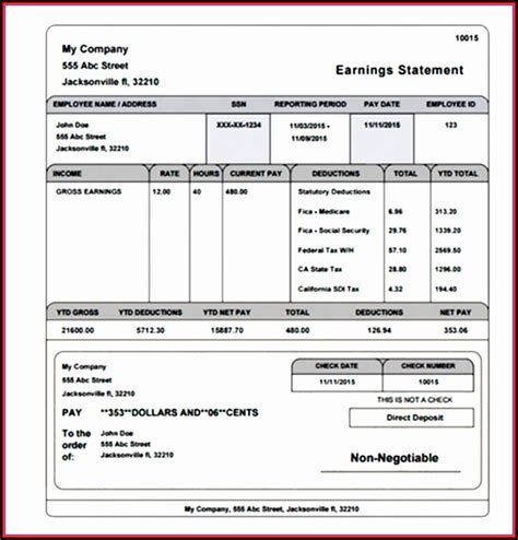 Paycheck Stub Template Free Excel Template 1 Resume Examples