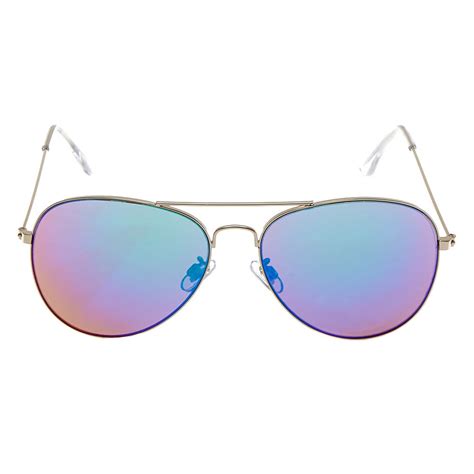 Silver Tone Mirrored Aviator Sunglasses Claire S Us