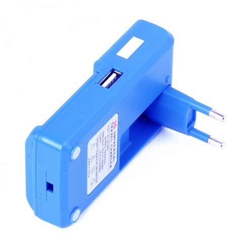 Universal Cell Phone Lithium Battery Charger W Usb Power Port Blue