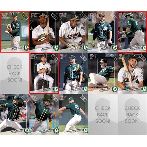 2017 Oakland Athletics Topps Now Road To Opening Day 15 Card Team Set