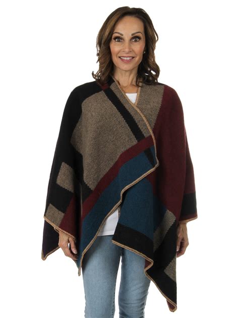 Womans Multi Colored Wool Wrap One Size Fits All Estate Furs