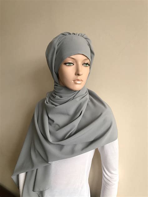 Stylish Gray Turban Hijab Ready To Wear Hijab Pret A Porter Etsy