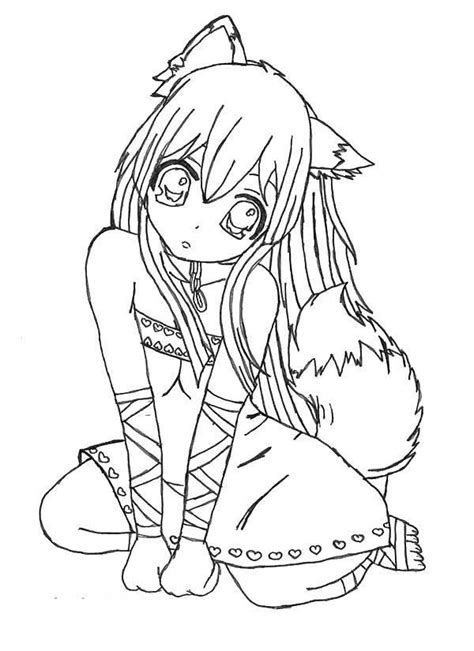 Emo Coloring Pages Wolf Girl Free Printable Coloring Pages