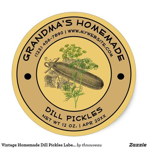 Vintage Homemade Dill Pickles Label Template Zazzle Homemade Pickles Dill Dill Pickle