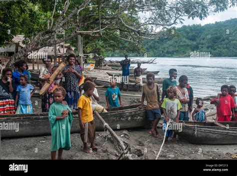 Melanesian Villagers At Anuta Island Makira Province Greet Visitors