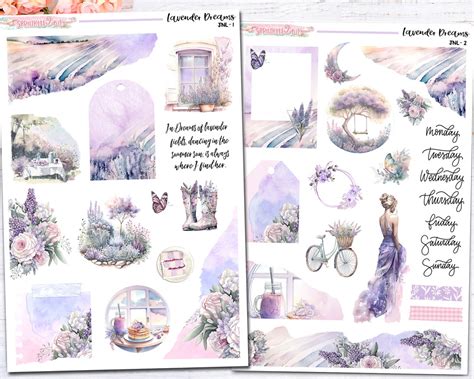 Lavender Dreams Journaling Stickerslayering Sticker Kit Journal Etsy