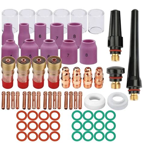69PCS TIG WELDING Torch Stubby Gas Lens Pyrex Glass Cup Kit For WP 17